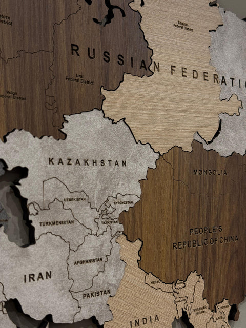 Wooden World Map Wall Art 120 cms wide