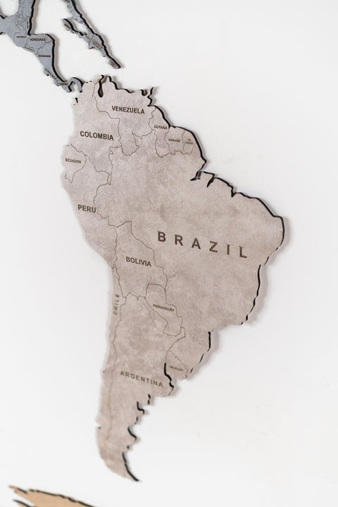 Wooden World Map For Wall 200 cms wide