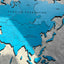 Monochrome Blue World Map - 120 cms wide
