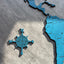 Monochrome Blue World Map - 120 cms wide
