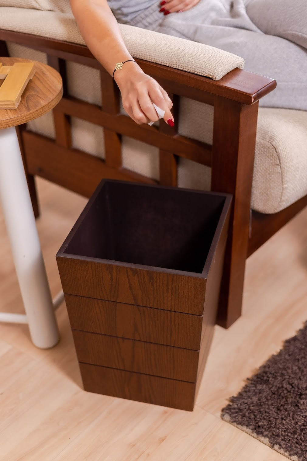 Modern Wooden Trash Bin
