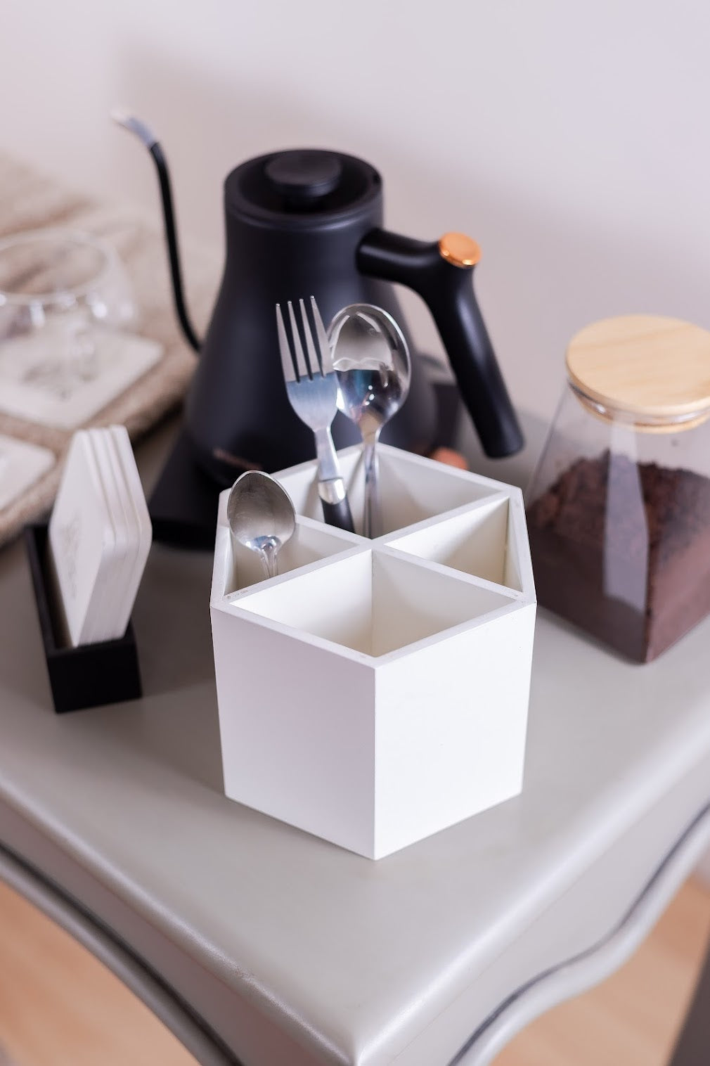 Hexagon Wooden Cutlery Holder