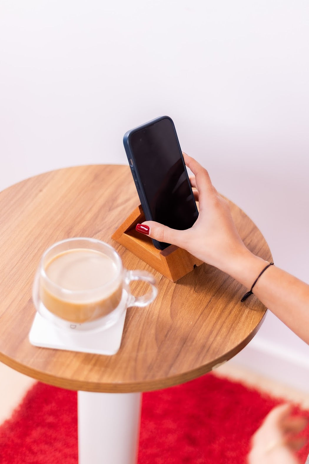 Handcrafted Wooden Mobile Holder – Sleek and Functional