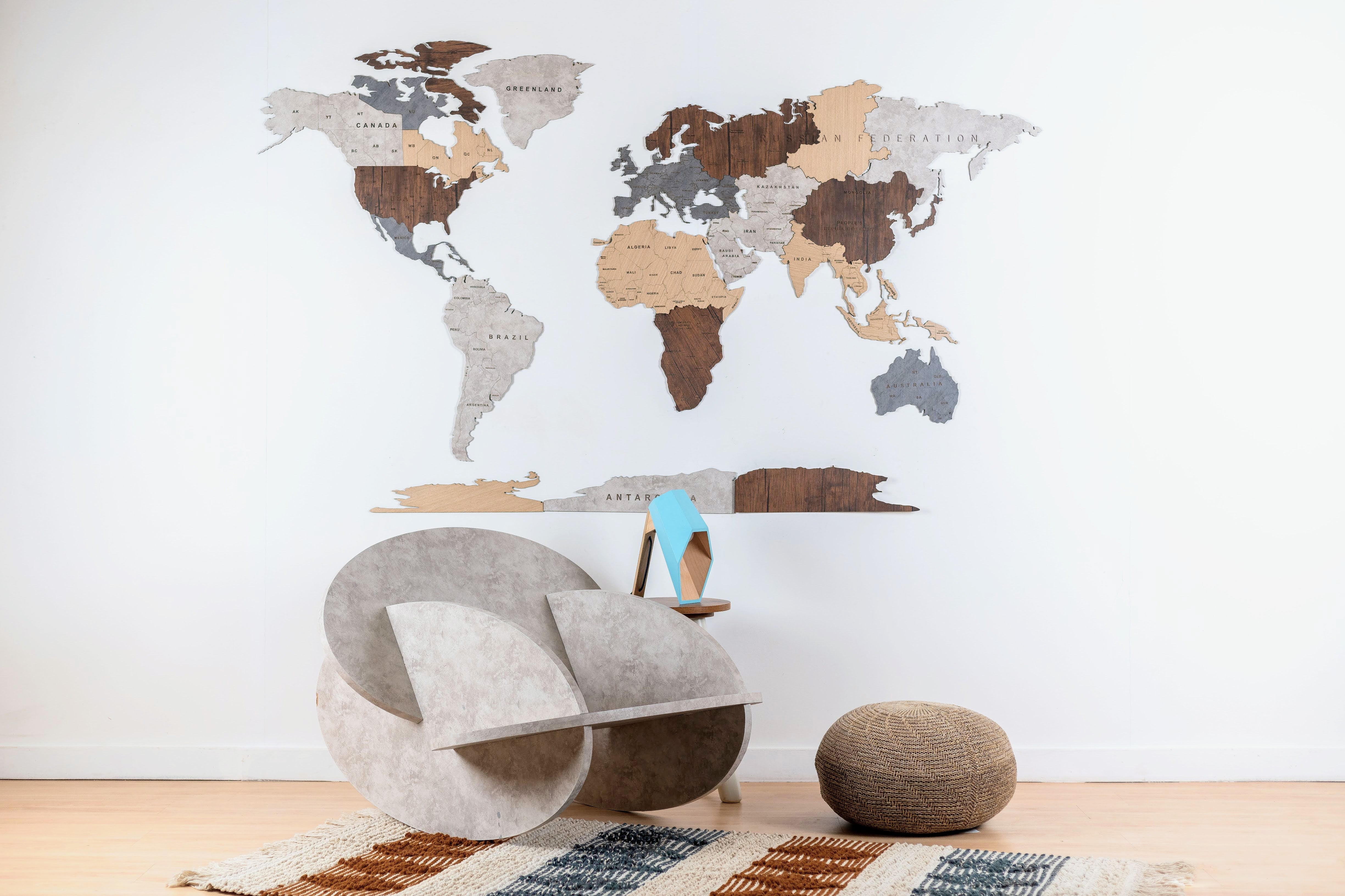 Wooden World Map - Multiple Sizes