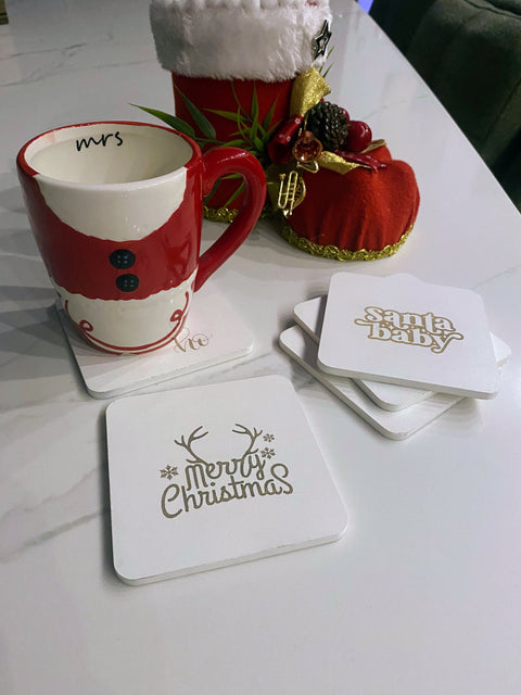 Set of 6 Christmas Wooden Coasters
