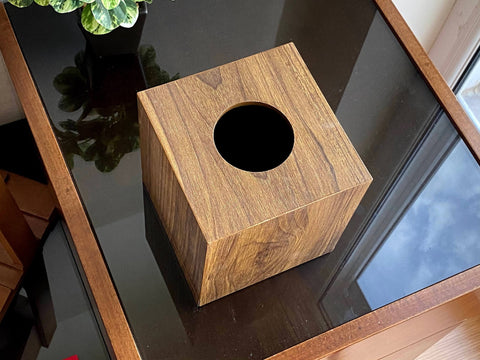 Square Tissue Box 13x14 cms - Walnut Brown