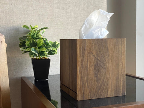 Square Tissue Box 13x14 cms - Walnut Brown