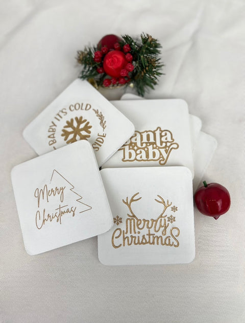 Wooden Christmas Coasters - Set of 6