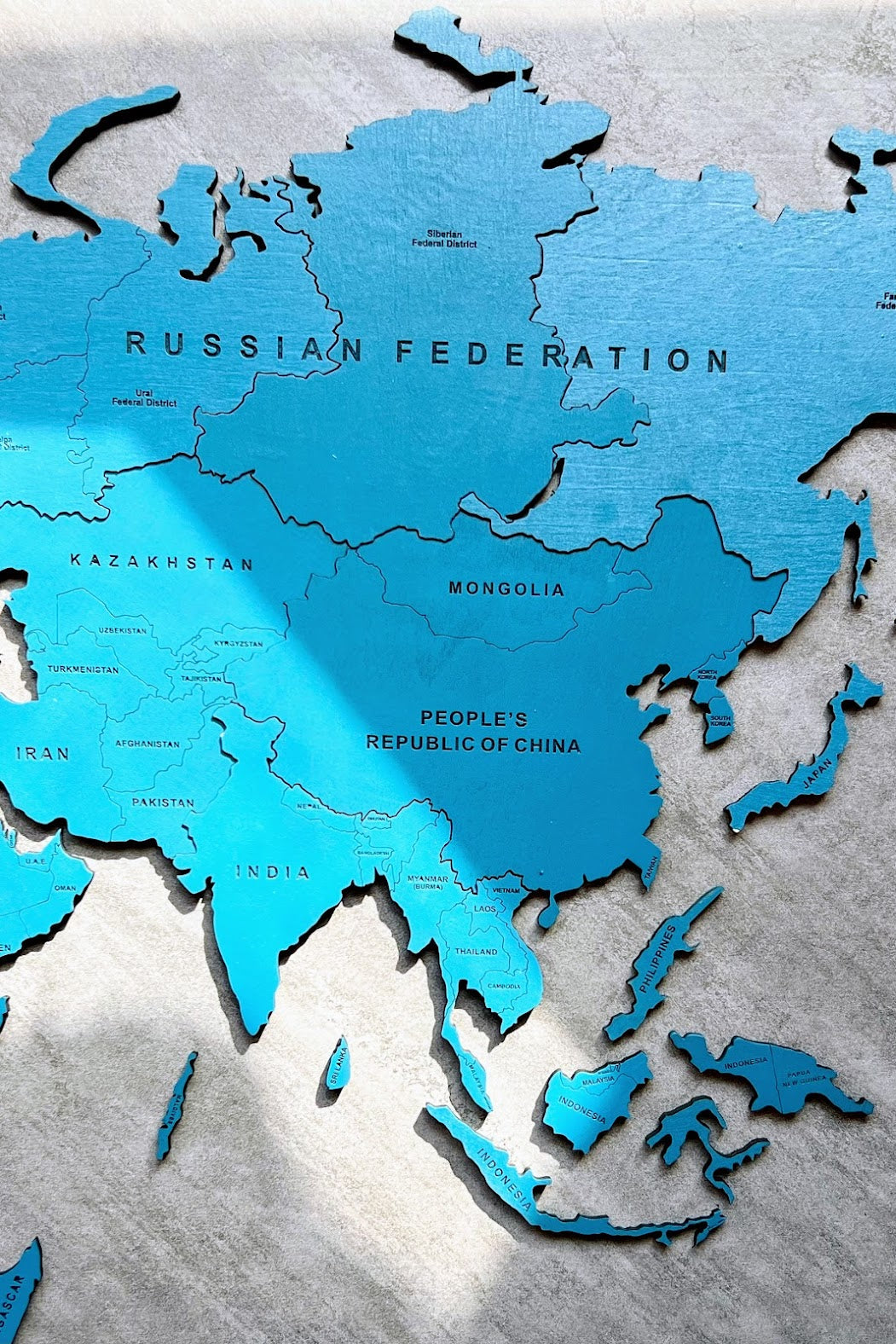 Blue Monochrome World Map - Multiple Sizes