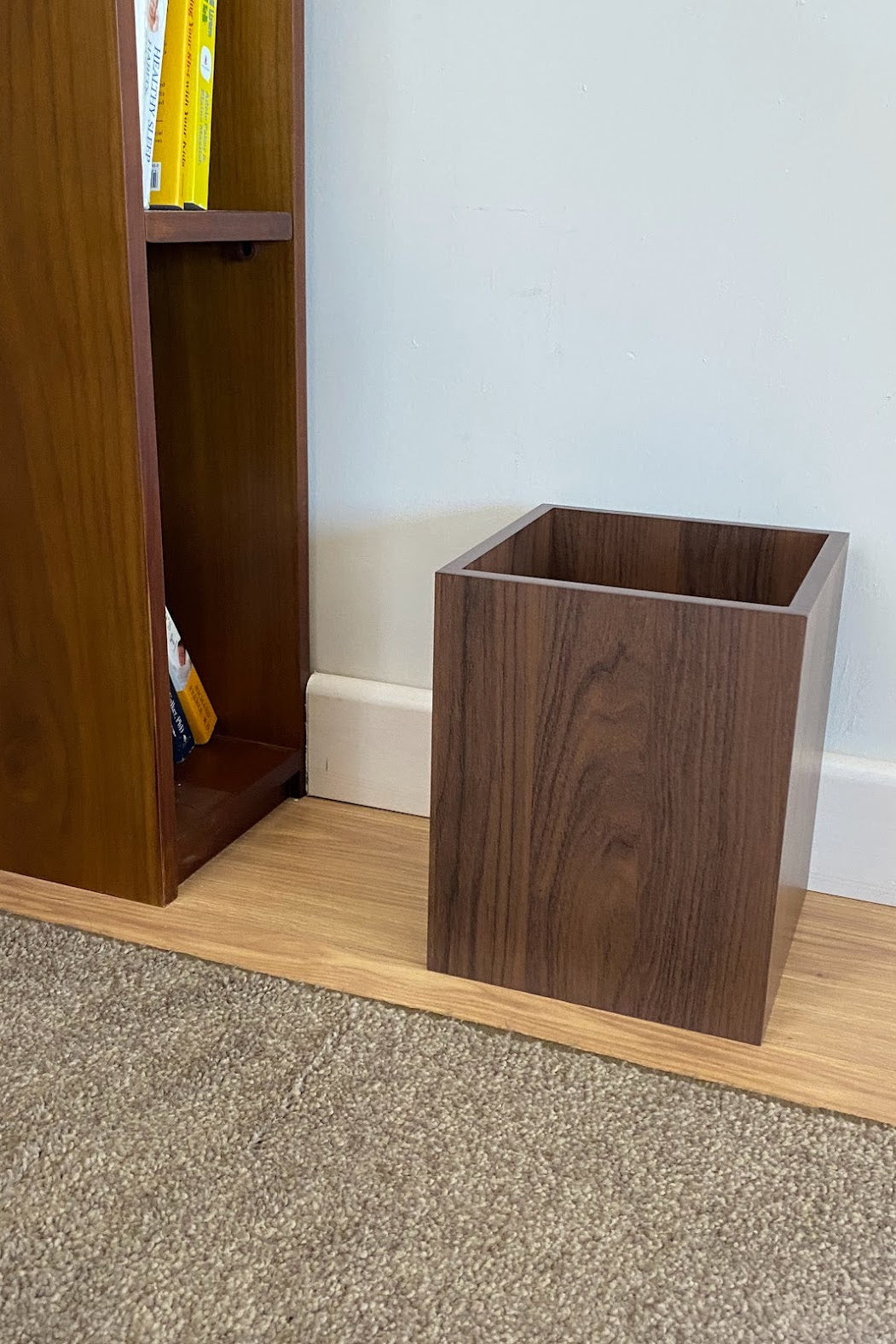 Wooden Office set of Tray, Trash Bin & Tissue Box