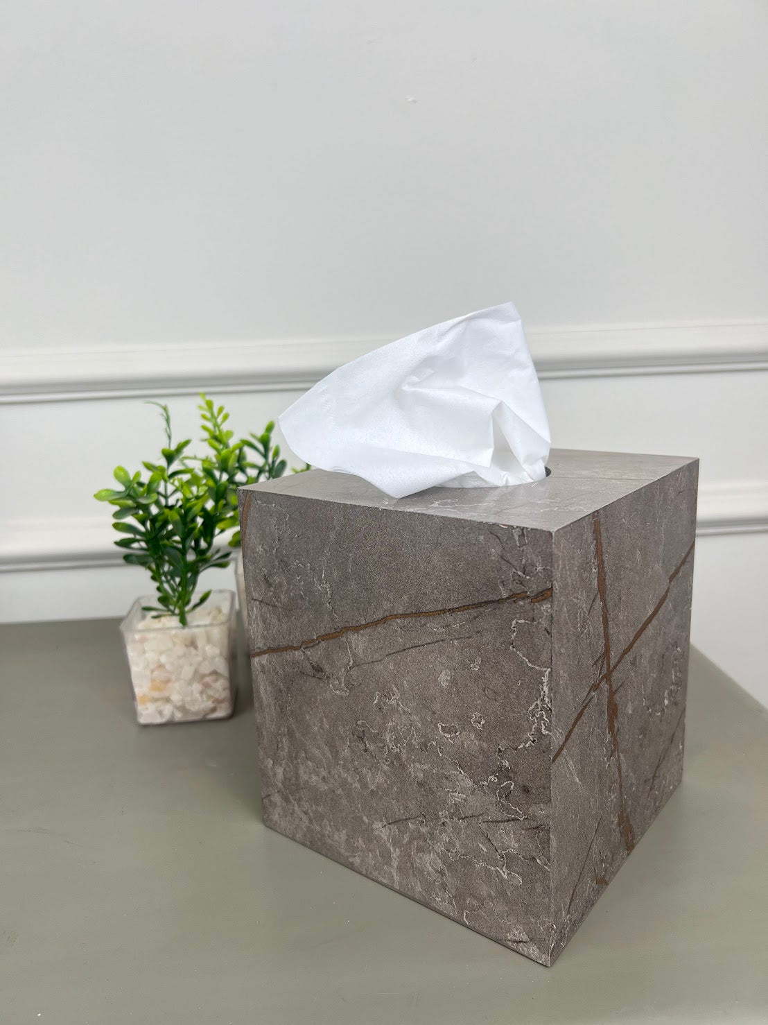 Elegant Marble Texture Square Tissue Box