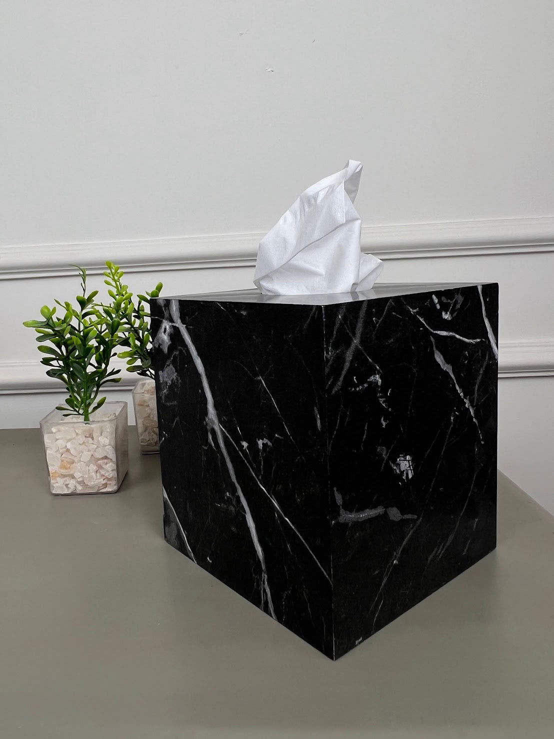 Elegant Marble Texture Square Tissue Box
