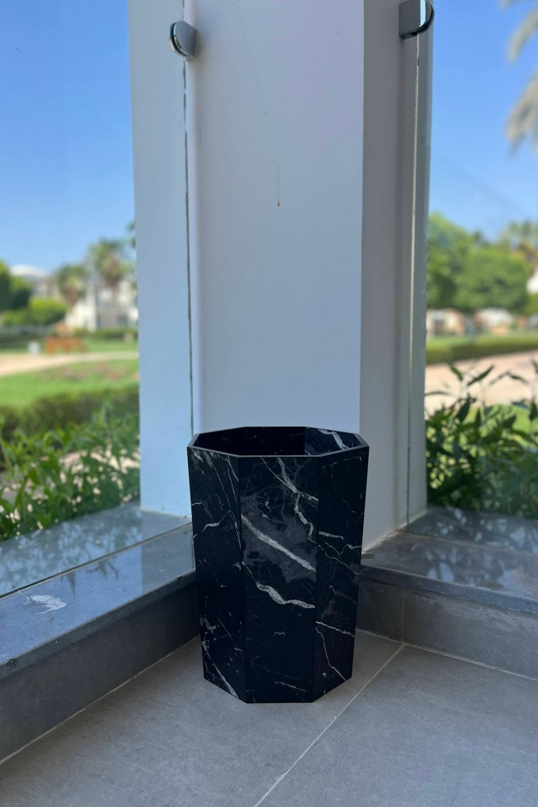 Classy Marble Texture Octagon Trash Bins