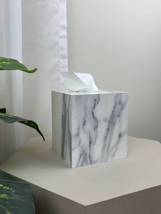 Elegant Marble Texture Square Tissue Box