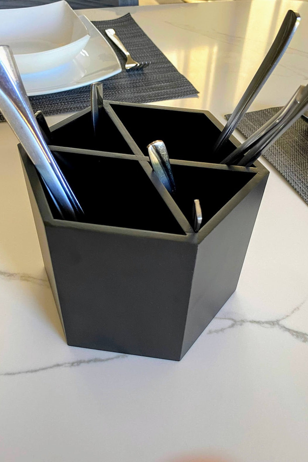 Hexagon Wooden Cutlery Holder