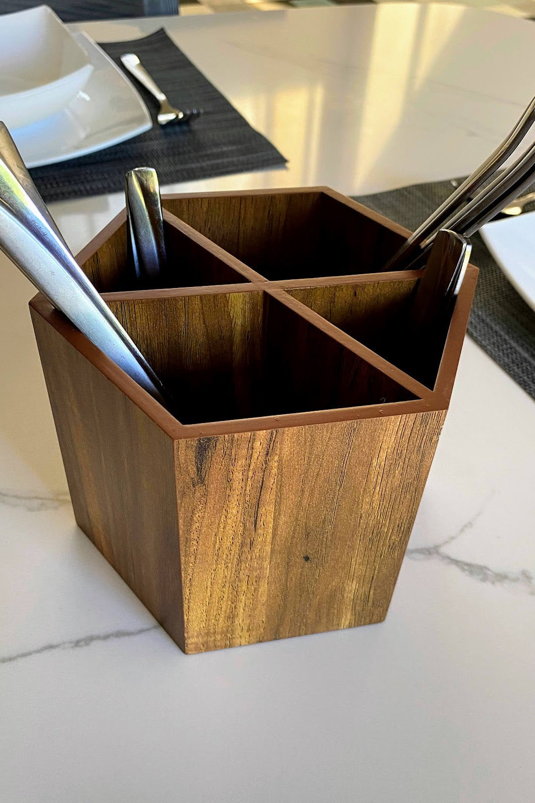 Hexagon Wooden Cutlery Holder
