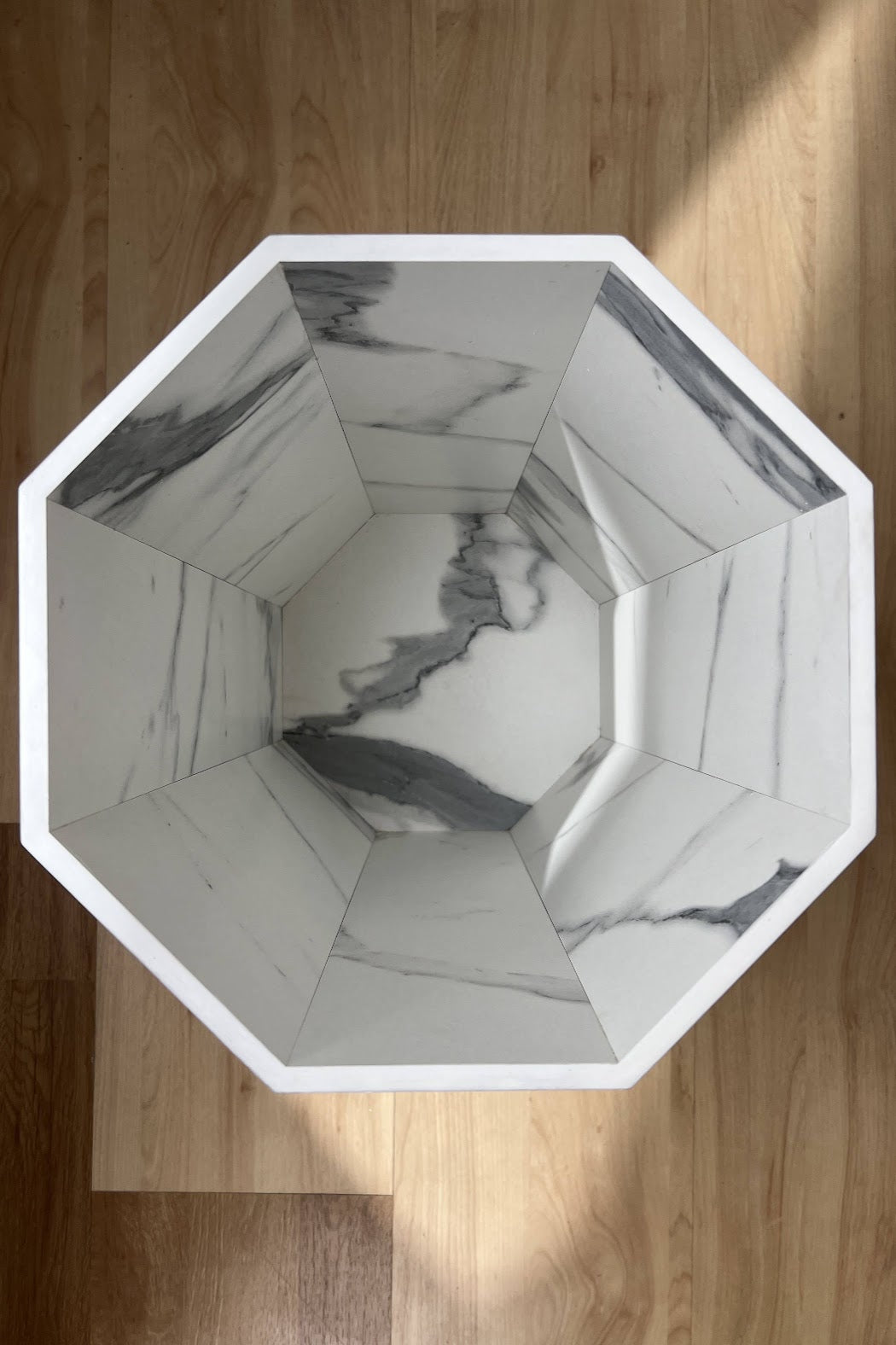 Classy Marble Texture Octagon Trash Bins