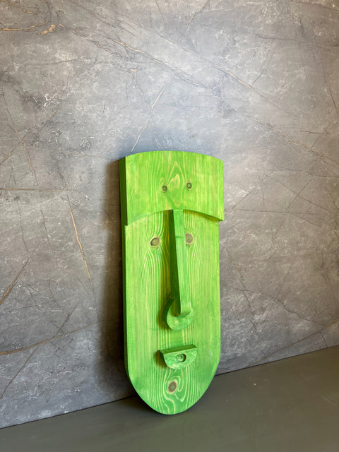 Green Face Wood Art