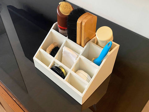 Wooden Shoe Shine Kit Holder- Cream