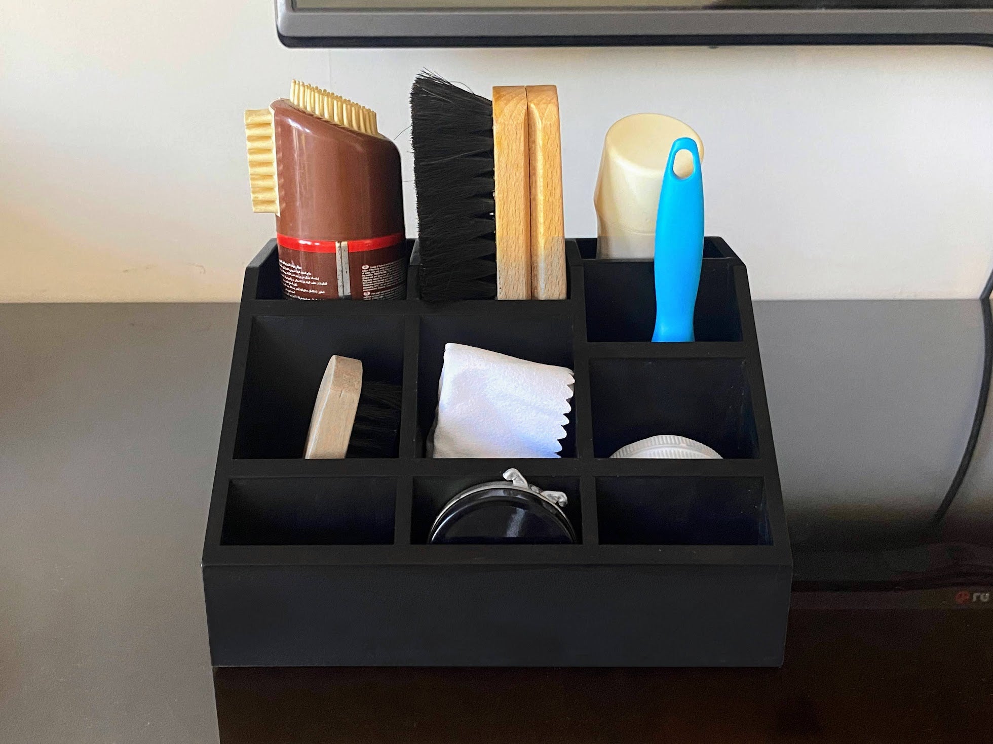 Multipurpose Wooden Organizer - Solid black