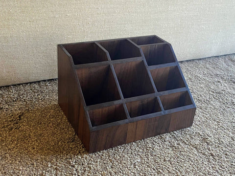 Wooden Shoe Shine Kit Holder- Dark Walnut