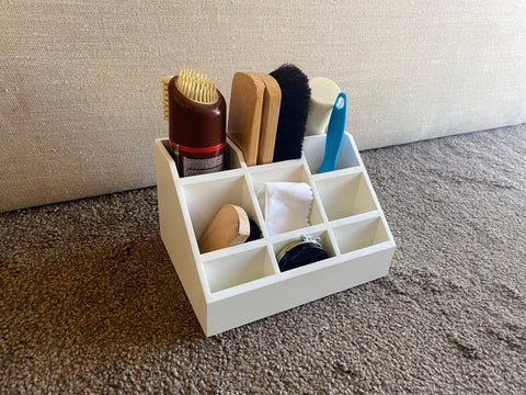 Wooden Shoe Shine Kit Holder- Cream