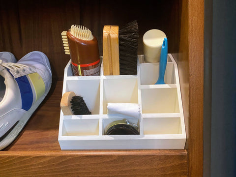 Wooden Shoe Shine Kit Holder- Cream