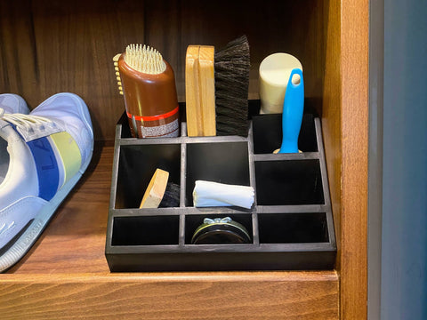 Wooden Shoe Shine Kit Holder- Solid black