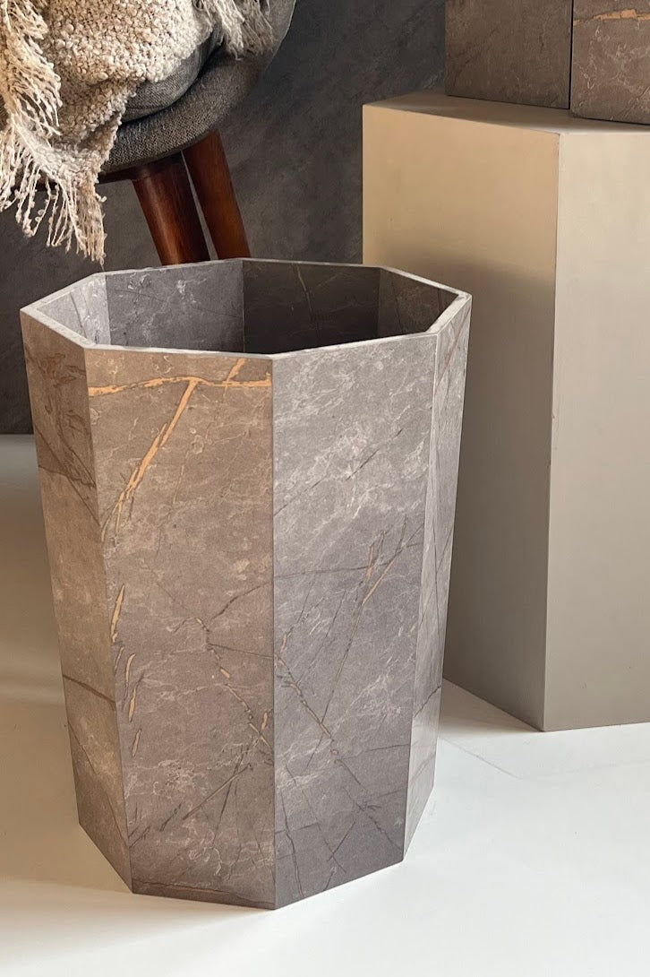 Classy Marble Texture Octagon Trash Bins