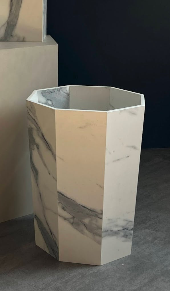 Classy Marble Texture Octagon Trash Bins