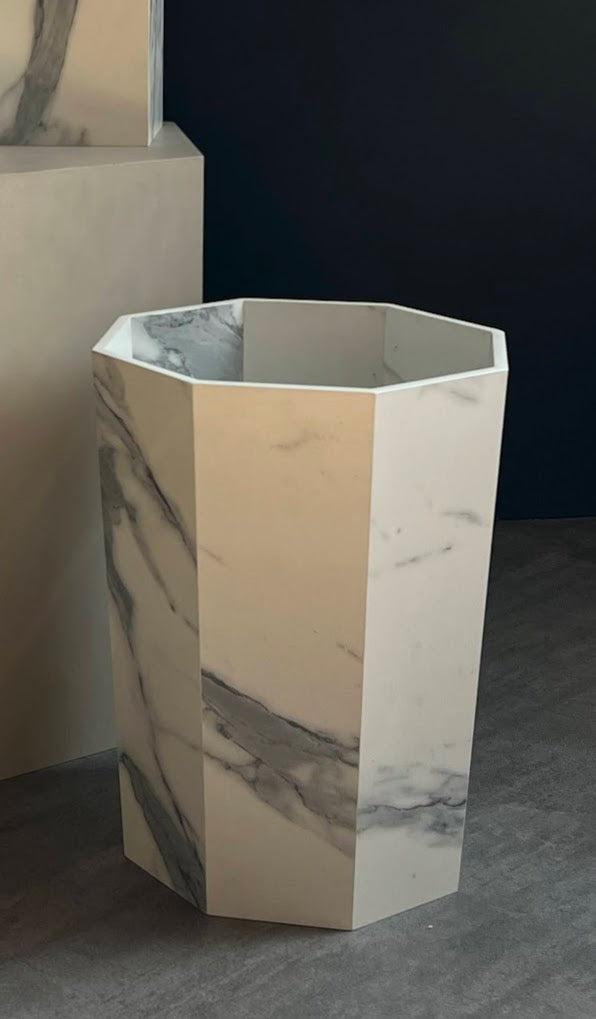 Bundle of 3 Classy Marble Texture Octagon Trash Bins