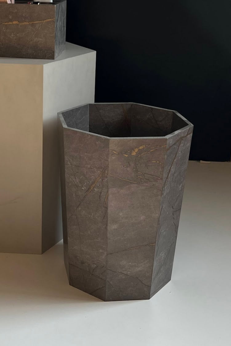 Bundle of 3 Classy Marble Texture Octagon Trash Bins