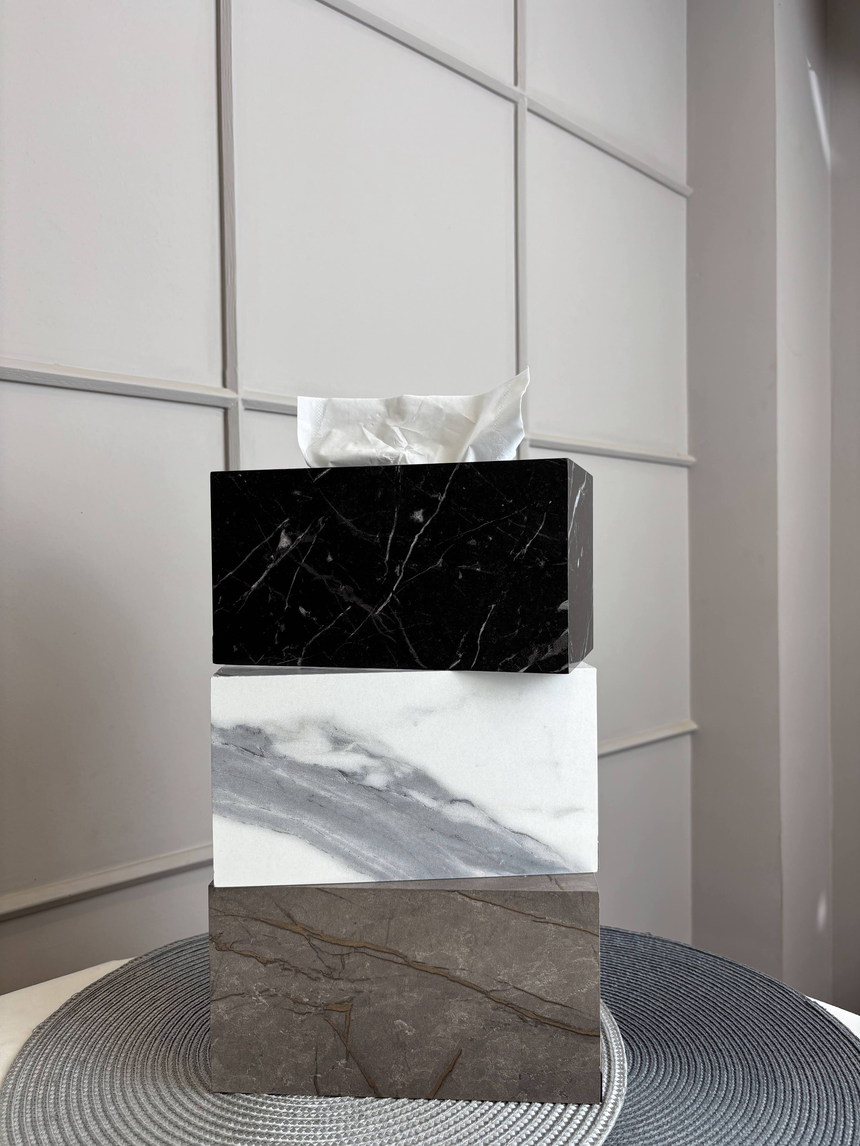 Marble-Textured Wooden Tissue Box – Elegant and Functional Décor
