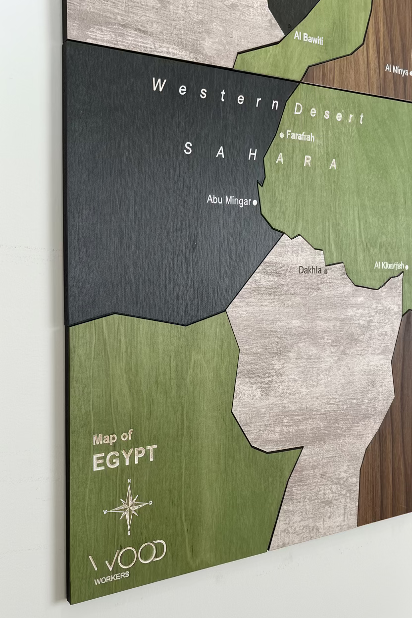 Wooden Egypt Map - Multiple Sizes