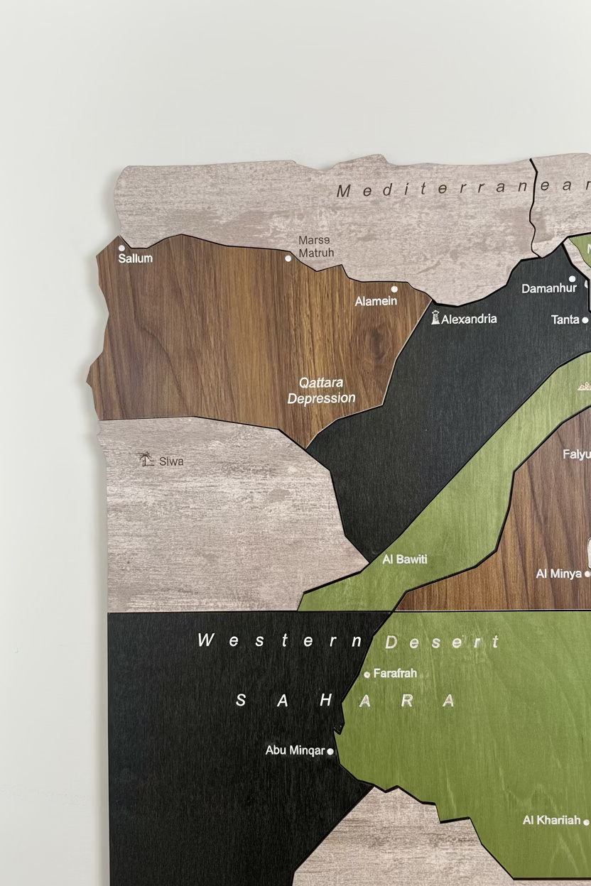 Wooden Egypt Map - Multiple Sizes