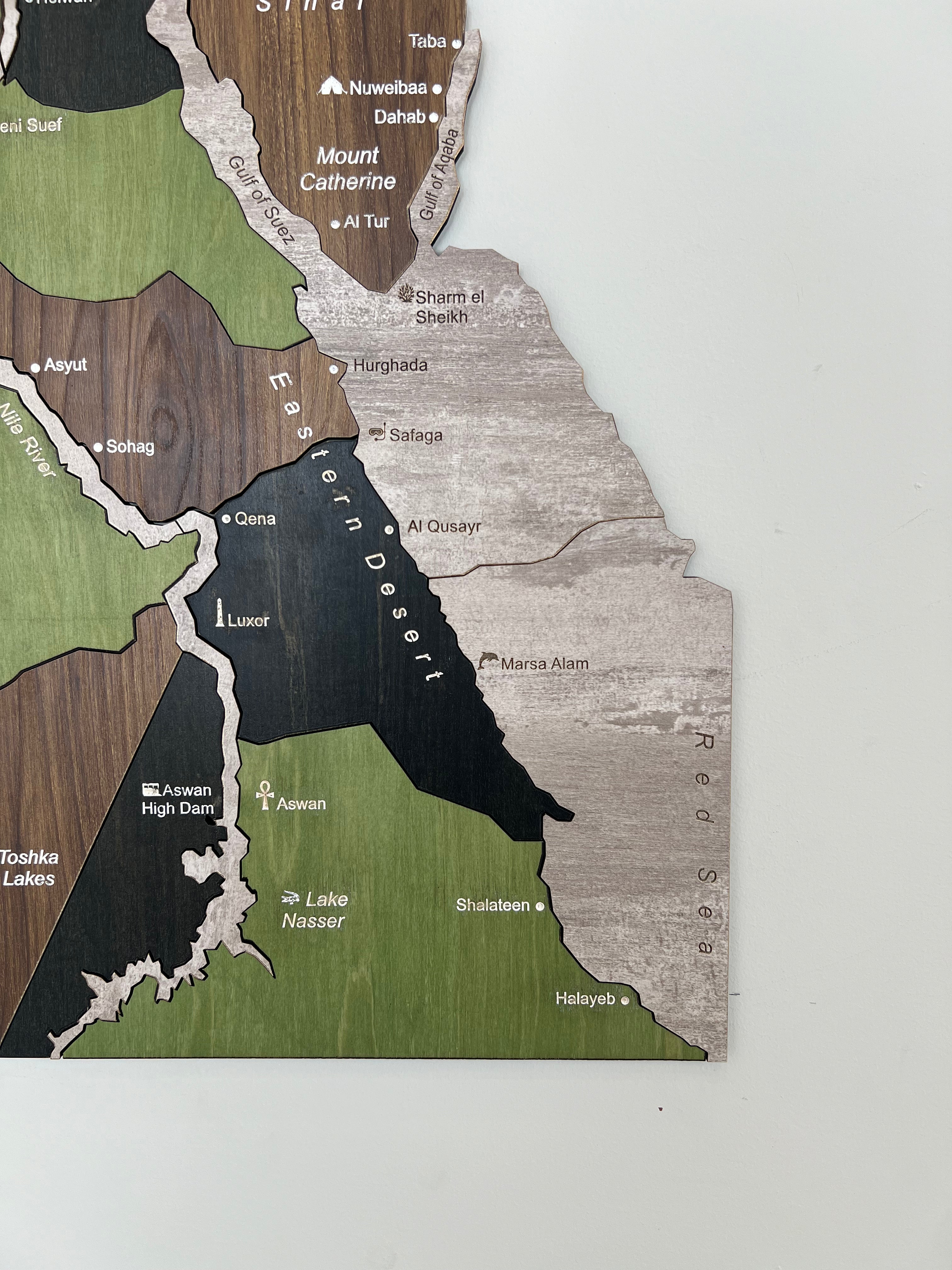 Wooden Egypt Map - Multiple Sizes