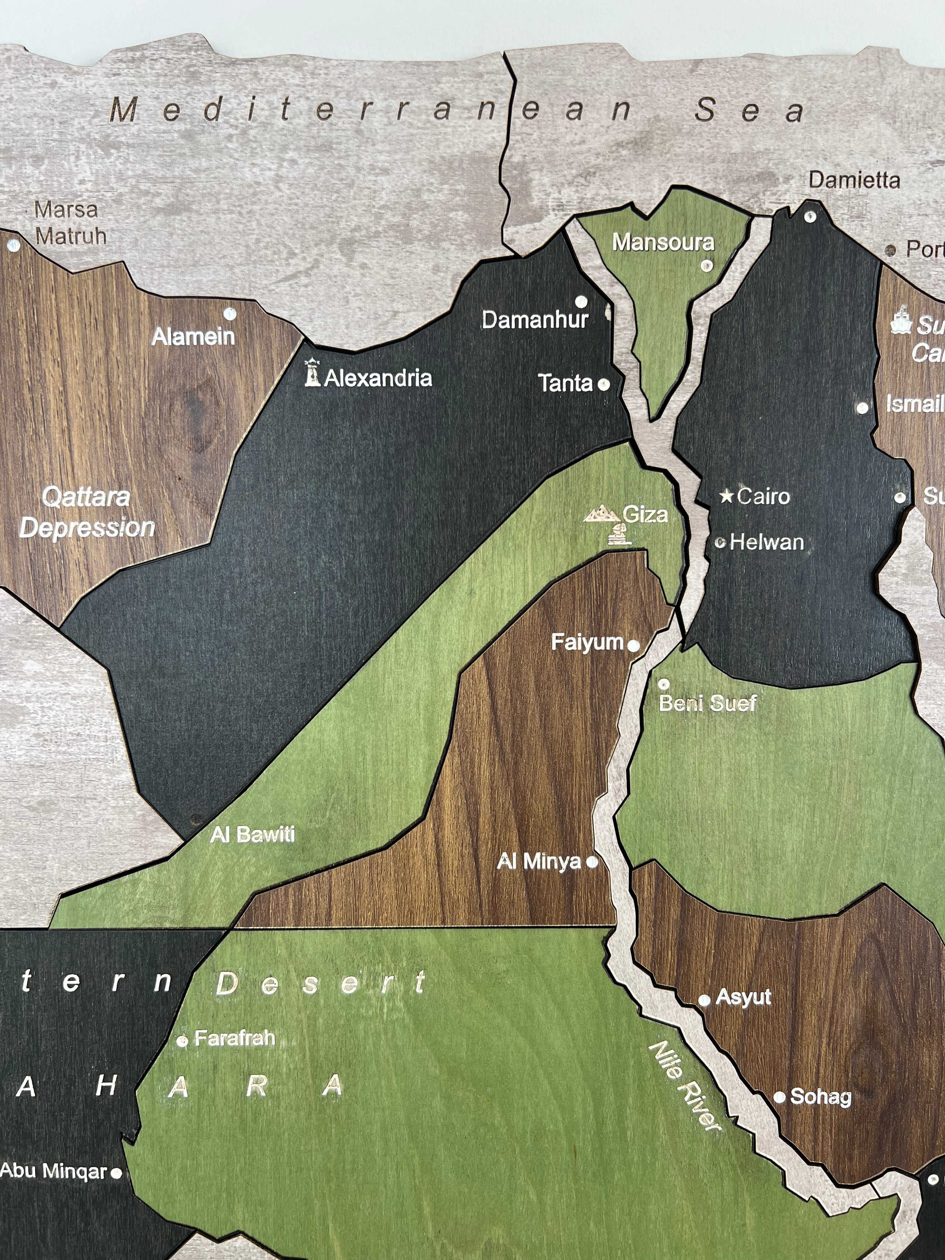 Wooden Egypt Map - Multiple Sizes