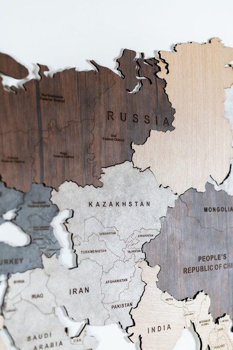 Wooden World Map For Wall 200cm / 79"