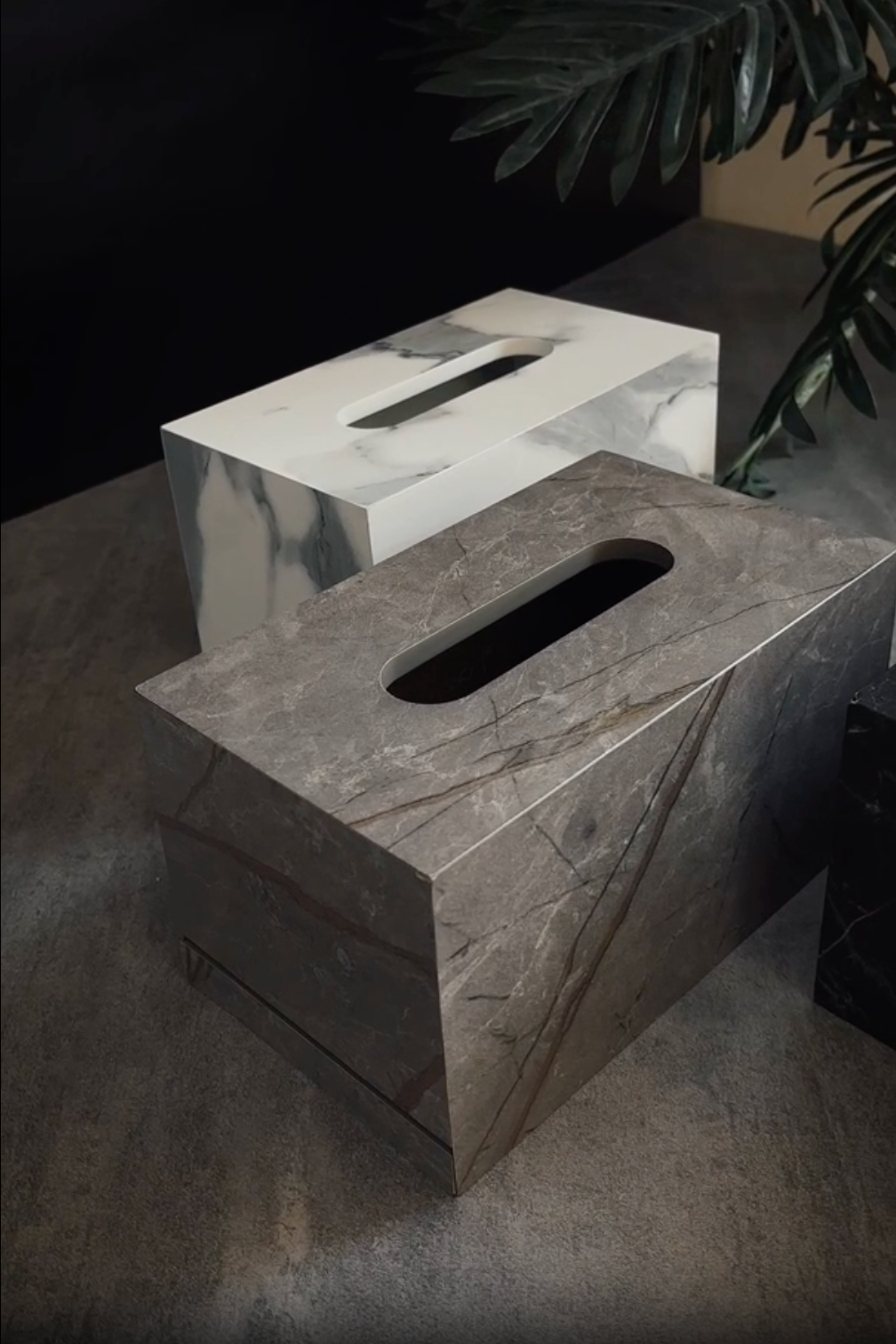 Marble-Textured Wooden Tissue Box – Elegant and Functional Décor