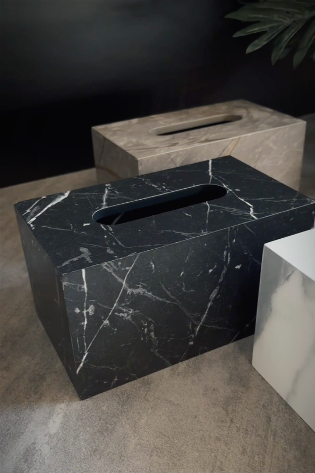 Marble-Textured Wooden Tissue Box – Elegant and Functional Décor