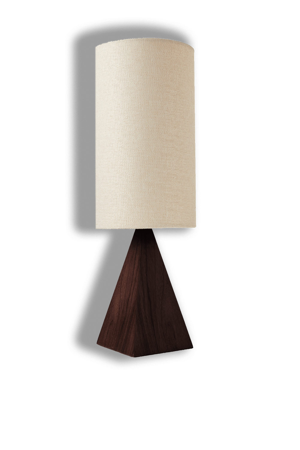 Triangular Walnut Table Lamp