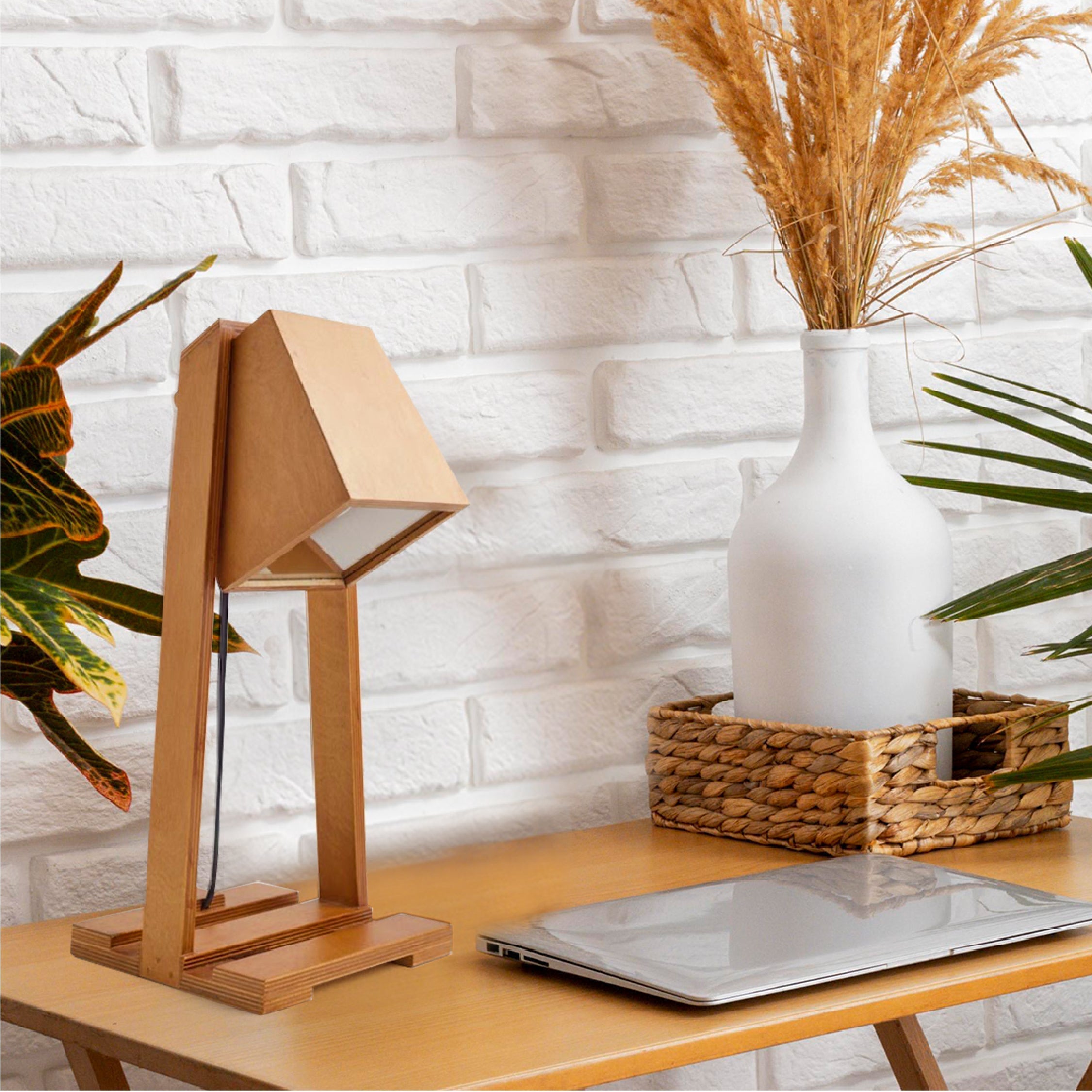 Modern Oak Table Lamp