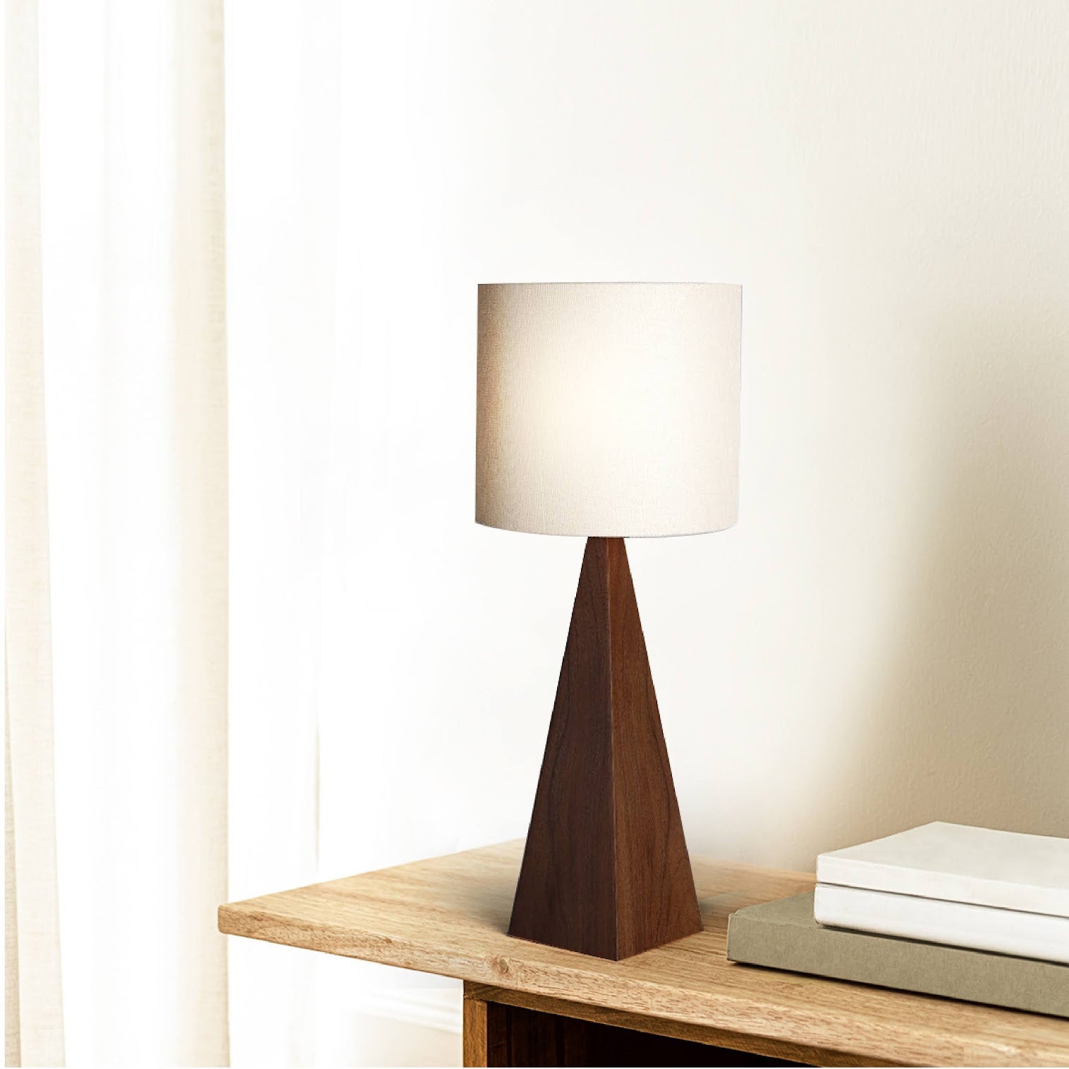 Triangular Wooden Table Lamp