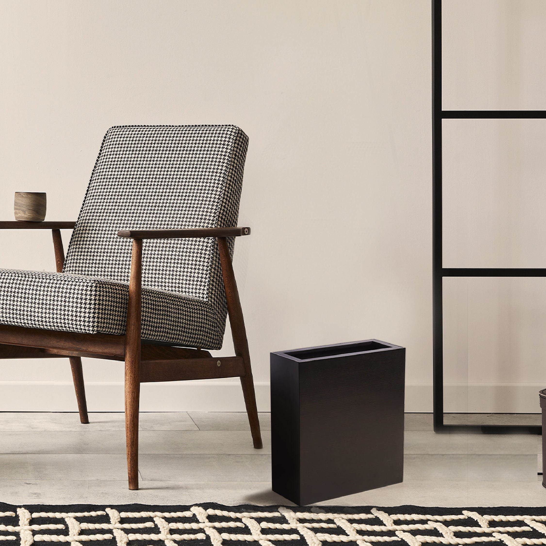 Oblong Black Trash Bin