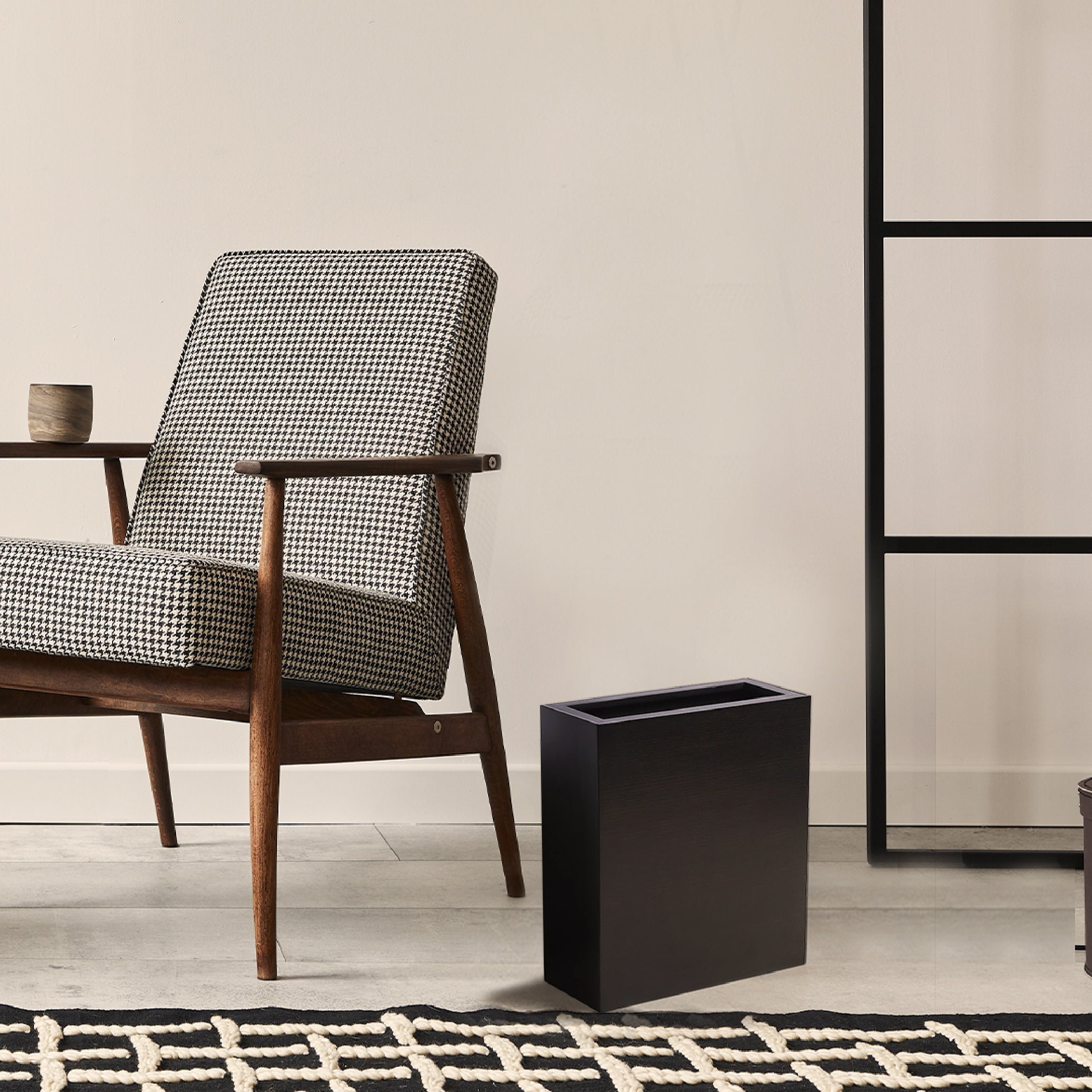 Oblong Black Trash Bin