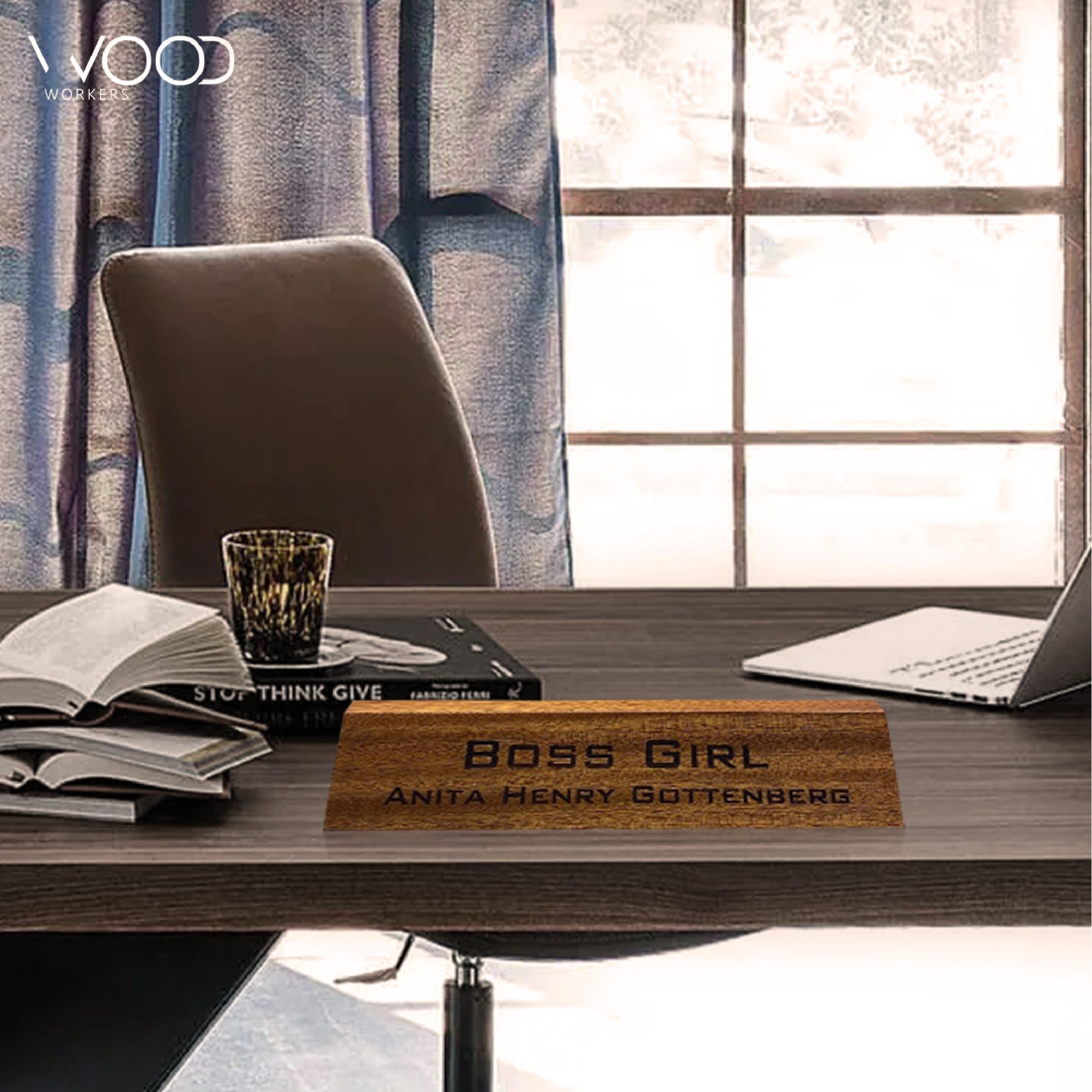 Personalised Wooden Name Tag For Desk