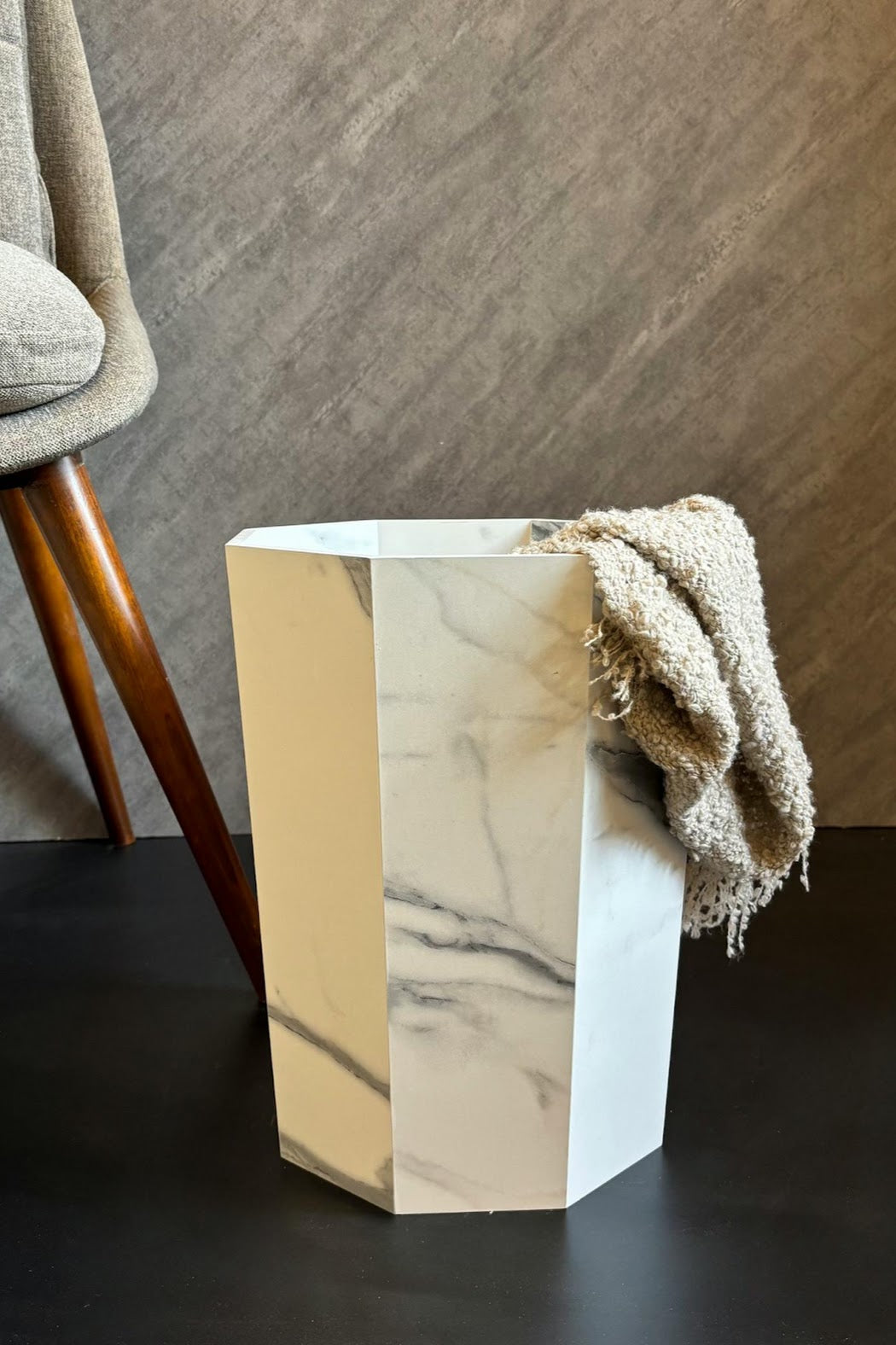 Bundle of 3 Classy Marble Texture Octagon Trash Bins