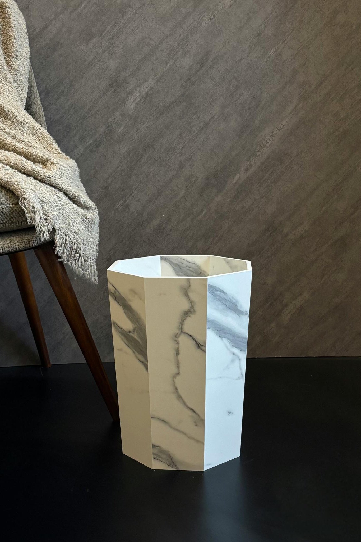 Classy Marble Texture Octagon Trash Bins