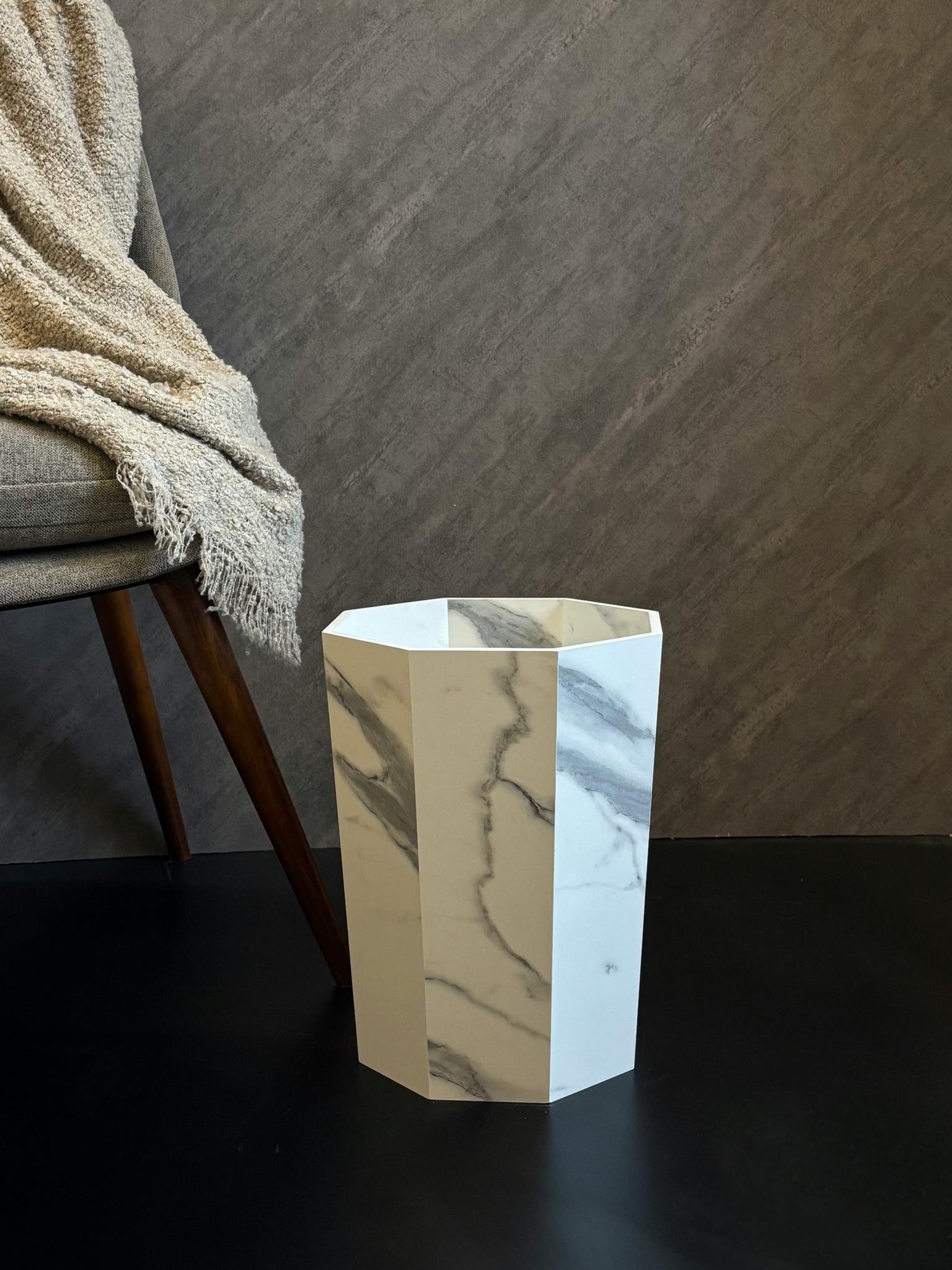 Classy Marble Texture Octagon Trash Bins