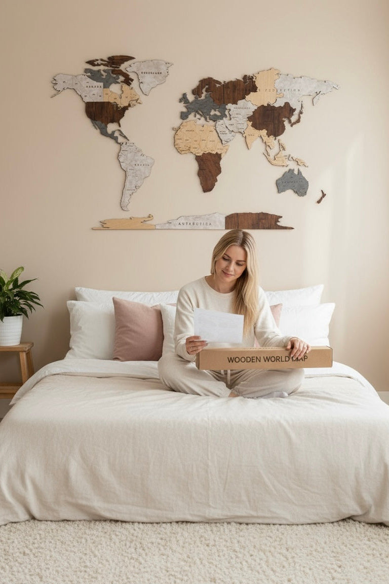 Wooden World Map - Multiple Sizes